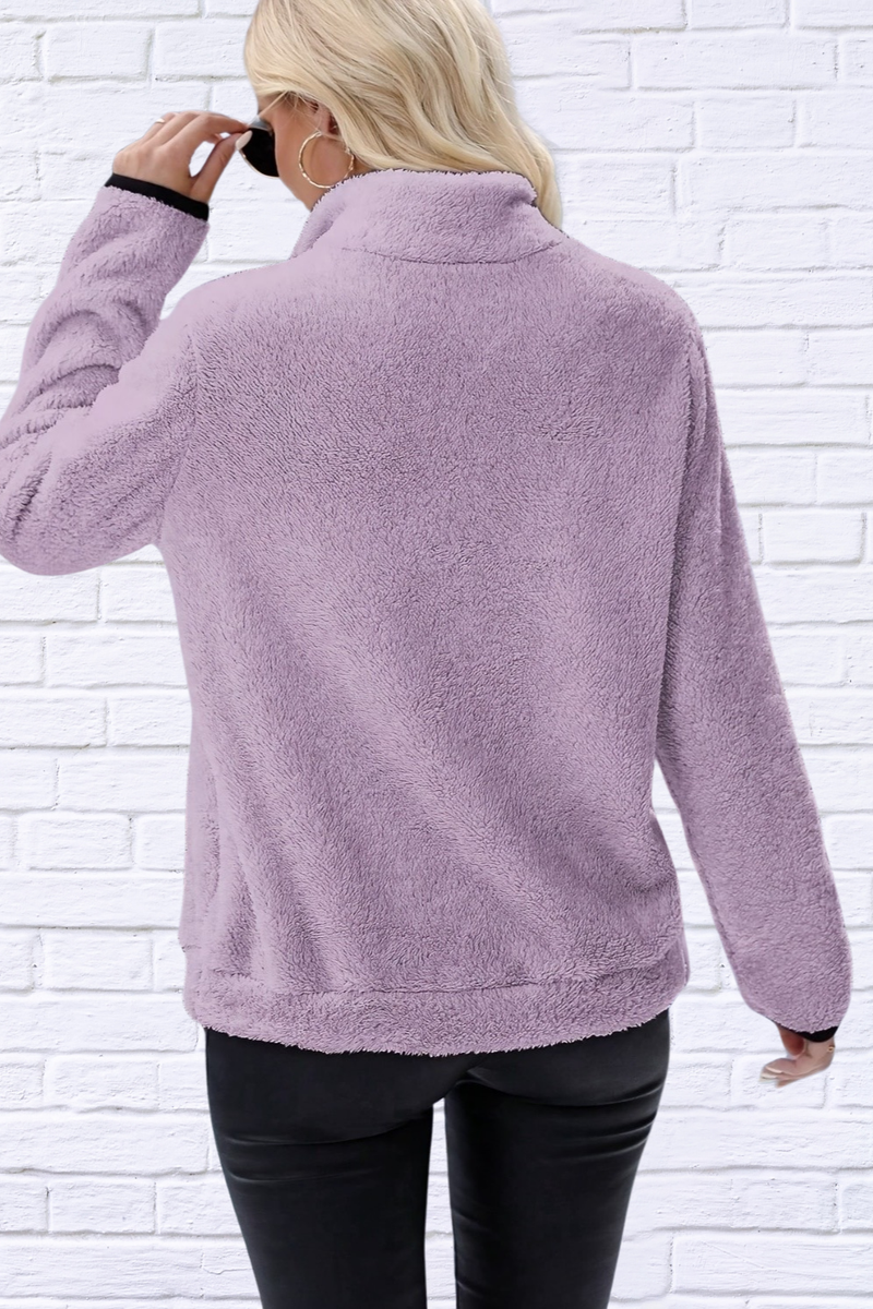 Half Zip Long Sleeve Furry Sweatshirt