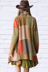 Polkadot and Striped Mix Print Open Front Cardigan