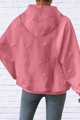 Plus Size Star Texture Long Sleeve Drawstring Hoodie