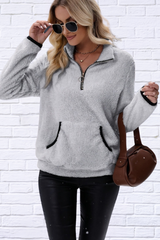 Half Zip Long Sleeve Furry Sweatshirt