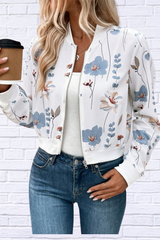 Printed Zip Up Long Sleeve Jacket