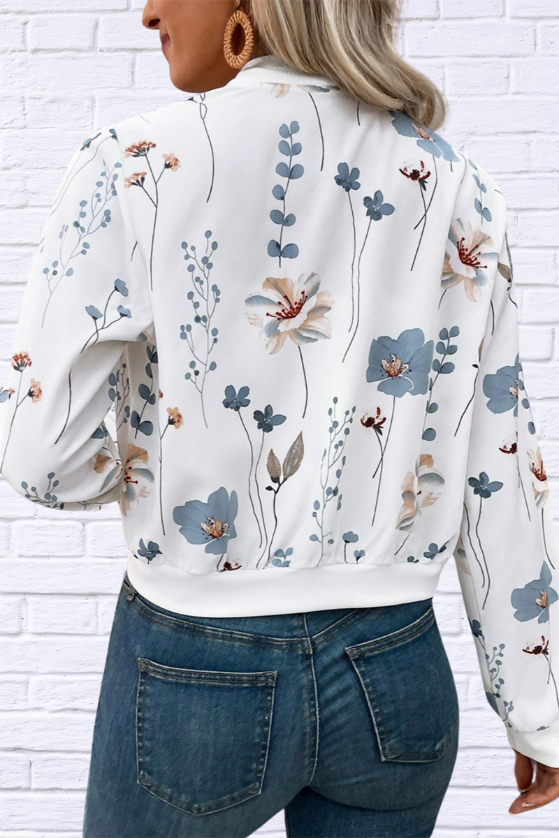 Printed Zip Up Long Sleeve Jacket