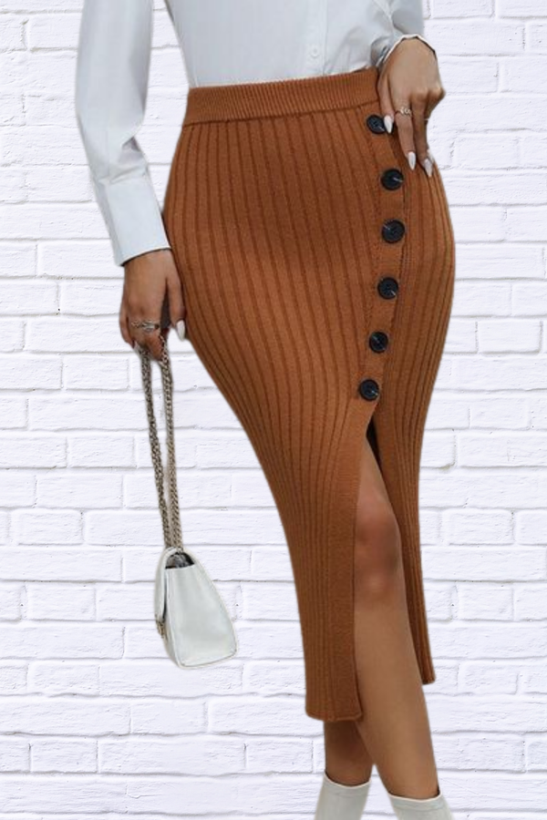 Elegant Knit Slit Skirt