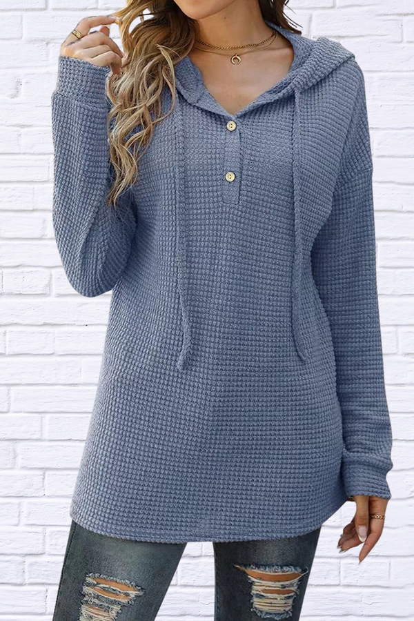 Half Button Up Drawstring Hoodie