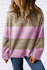 Rebecca Color Block Round Neck Long Sleeve Sweater