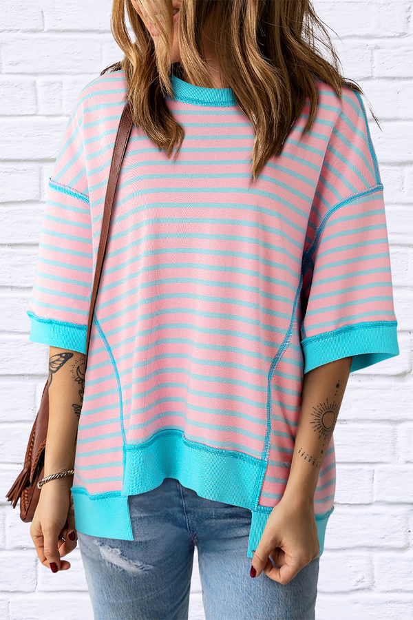 Striped Round Neck Half Sleeve T-Shirt