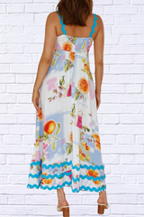 Printed Mel Square Neck Wide Strap Dress