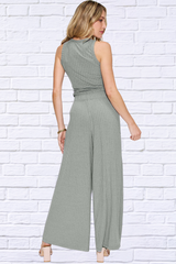 Full Size Ribbed Tank and Wide Leg Pants Set