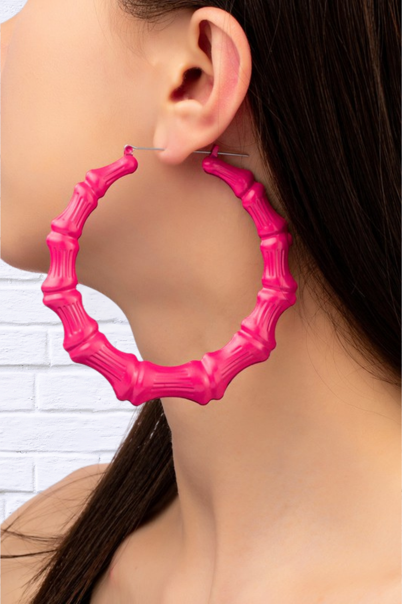 Oversize Color Bamboo Hoop Earrings