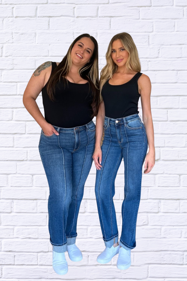 Judy Blue Full Size High Waist Front Seam Detail Straight Jeans