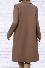 Pocketed Collared Neck Long Sleeve Coat