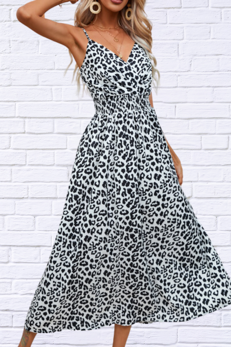 Leopard Print Spaghetti Strap Dress