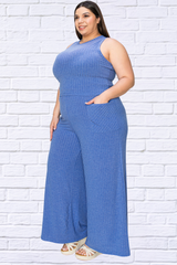 Full Size Ribbed Tank and Wide Leg Pants Set