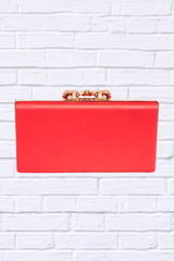 Crystal Buckle Metallic Box Clutch