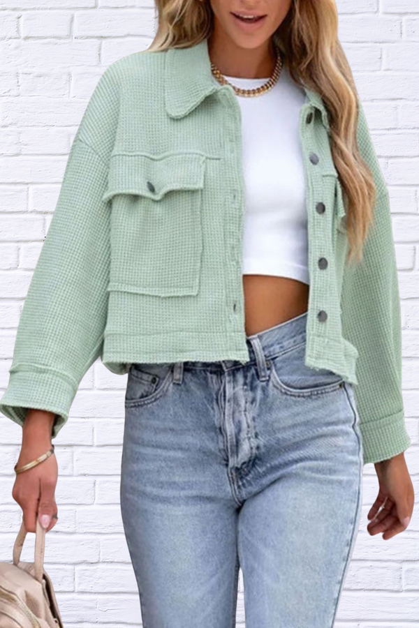 Trendy Button Up Long Sleeve Jacket