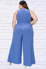 Full Size Ribbed Tank and Wide Leg Pants Set