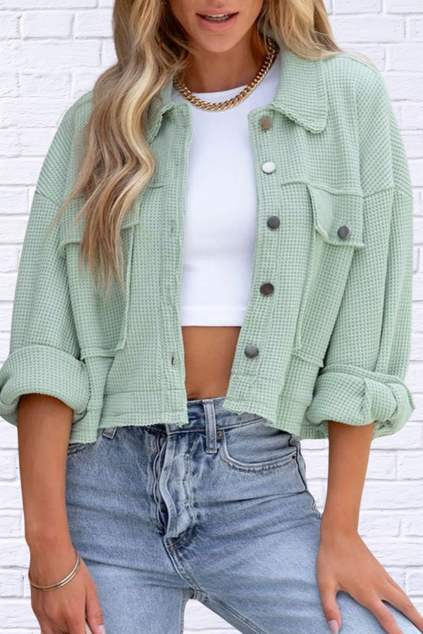 Trendy Button Up Long Sleeve Jacket