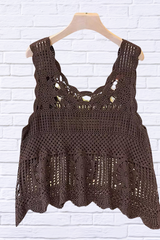 Openwork Semi Sheer Scoop Neck Tank