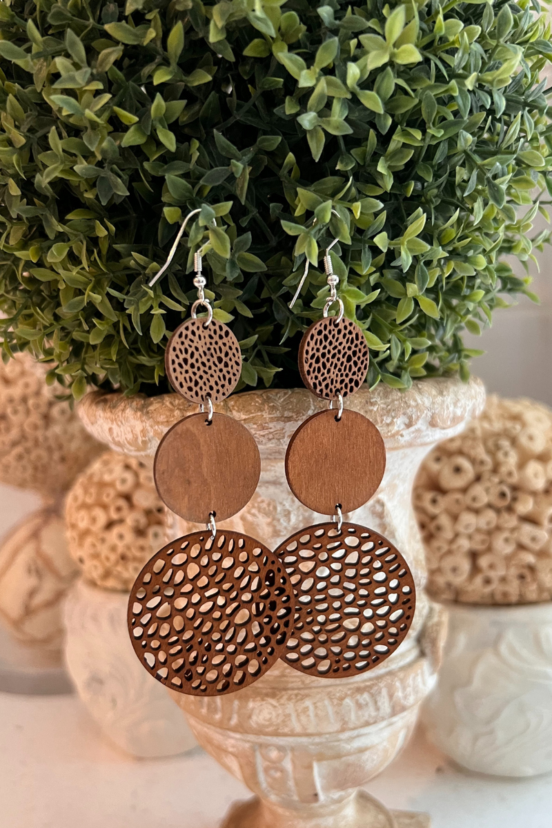 Vibrant Round-Shaped Hollow Pattern Dangle Earrings