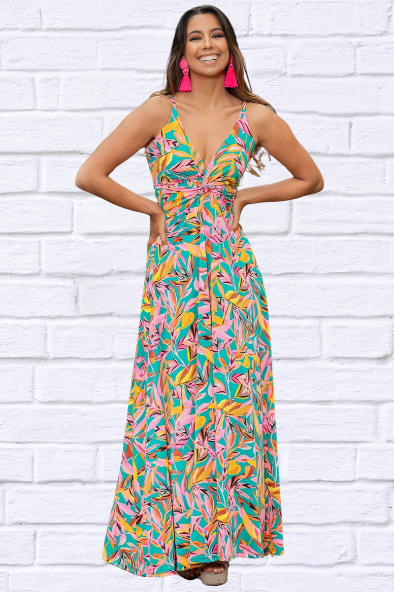 Twisted Printed V-Neck Cami Dress