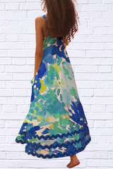 Printed Mel Square Neck Wide Strap Dress