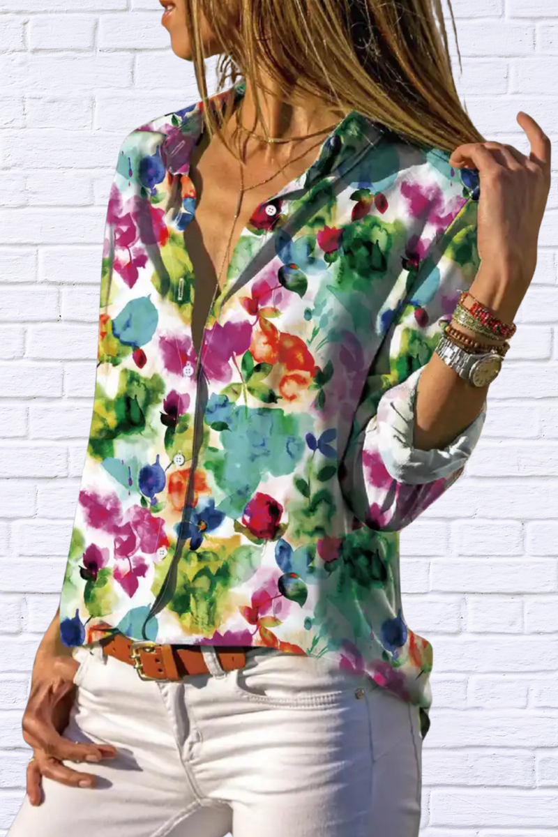 Sandy Women’s Fashion Floral Print Shirt