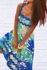 Printed Mel Square Neck Wide Strap Dress