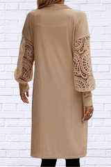 Open Front Lace Lantern Sleeve Cover-Up