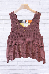 Openwork Semi Sheer Scoop Neck Tank