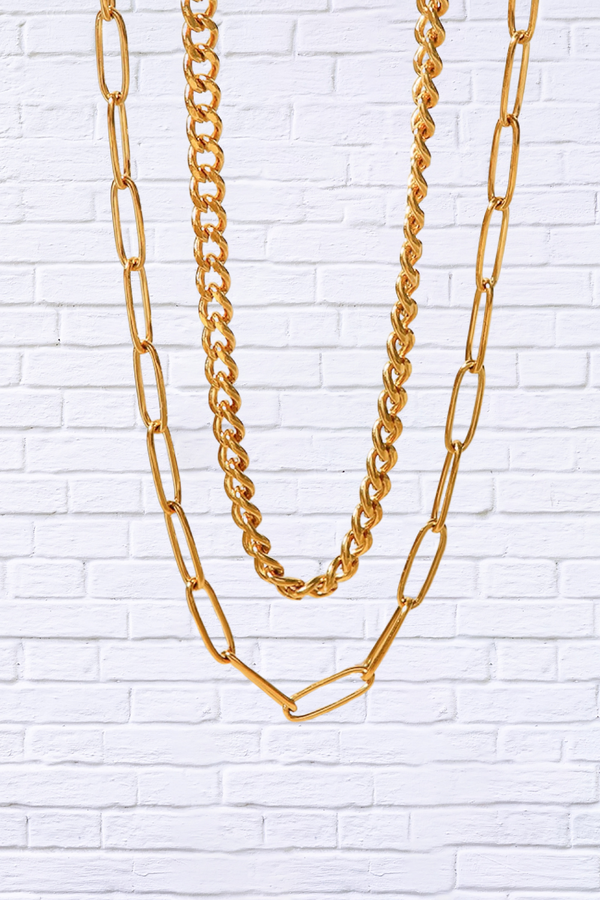 18K Gold Plated Layered Chain Necklace