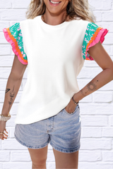 Taylah Round Neck Cap Sleeve Blouse