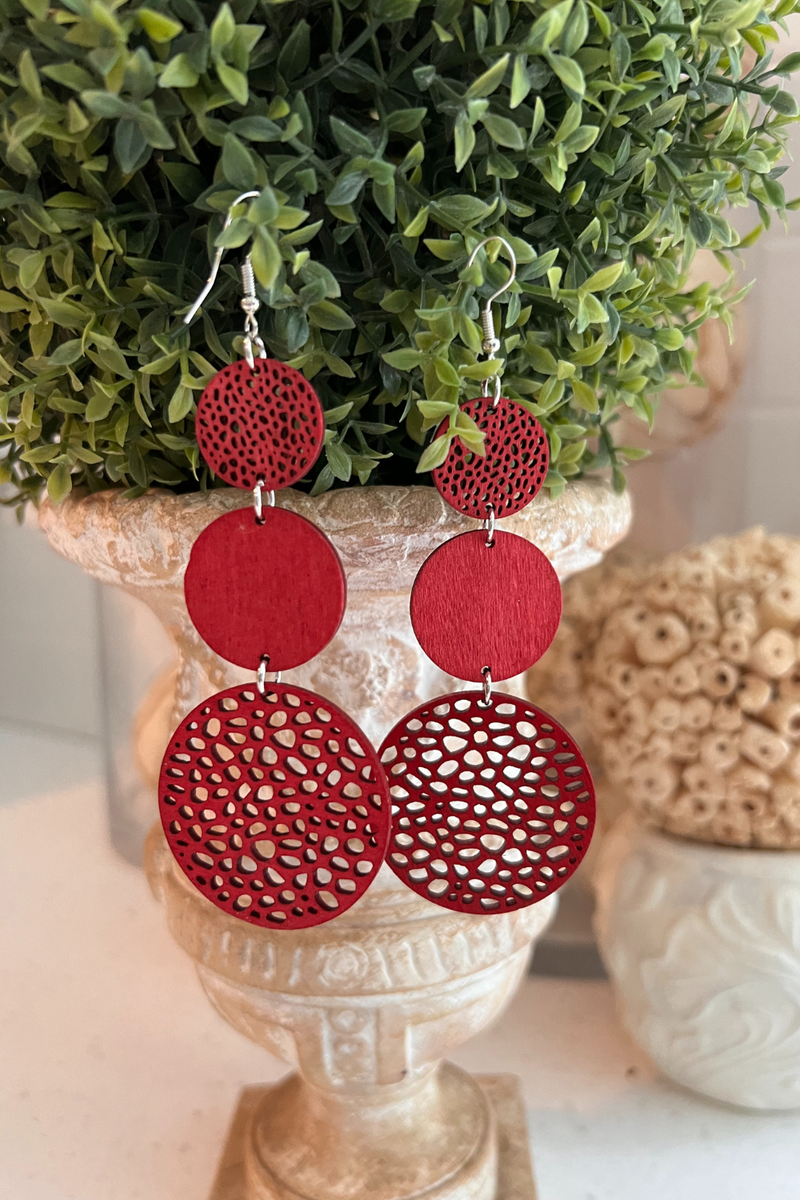 Vibrant Round-Shaped Hollow Pattern Dangle Earrings