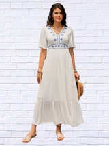 Aniko Ruffled Hem V-Neck Flutter Sleeve Dress