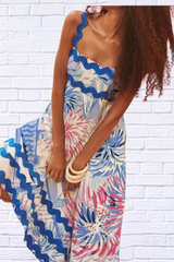 Printed Mel Square Neck Wide Strap Dress