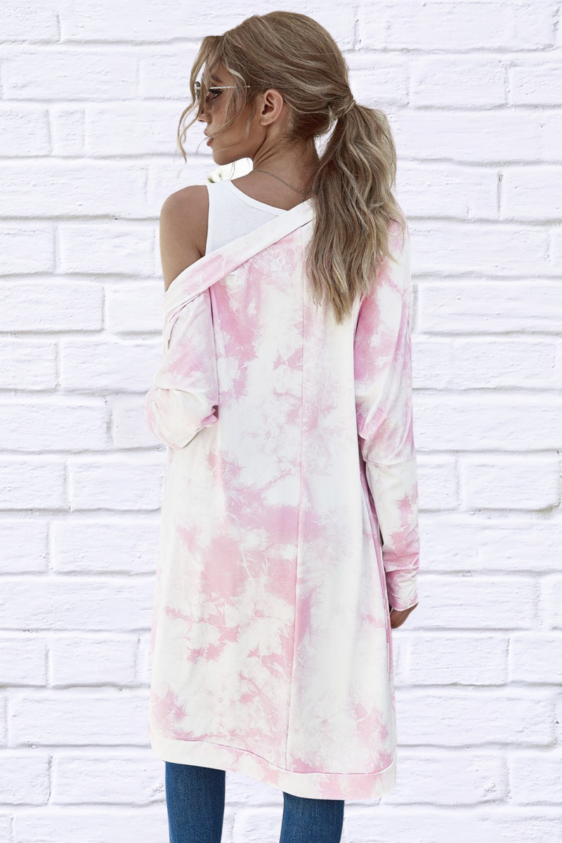 Tie-Dye Open Front Longline Cardigan