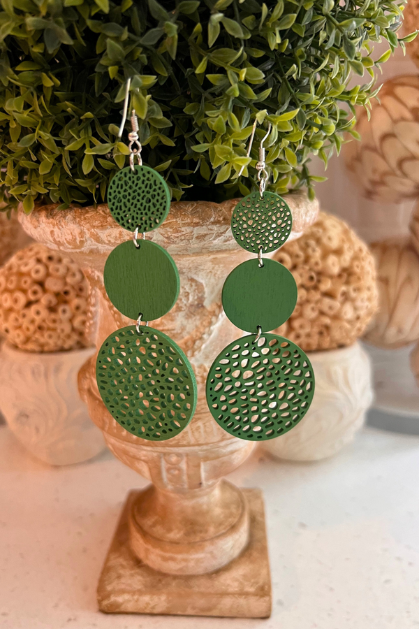 Vibrant Round-Shaped Hollow Pattern Dangle Earrings