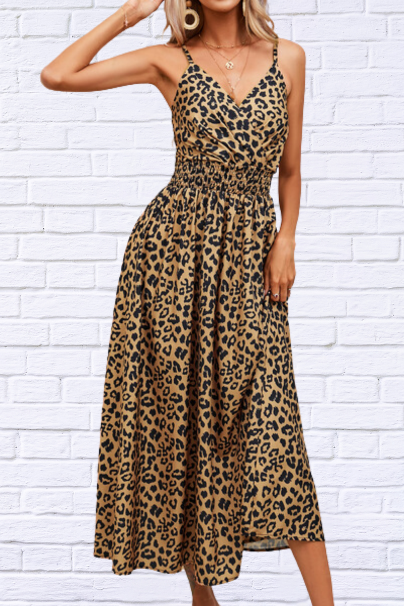 Leopard Print Spaghetti Strap Dress