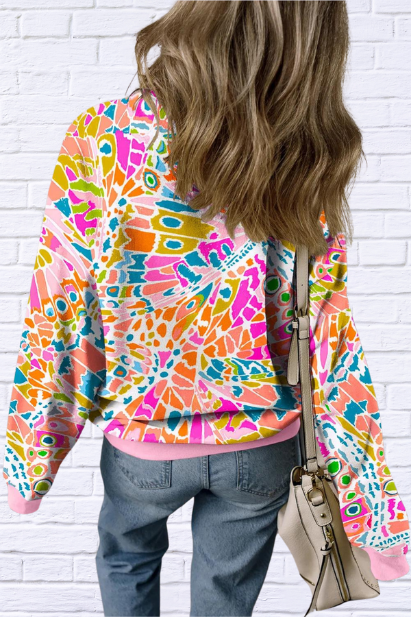 Printed Round Neck Long Sleeve Sweatshirt