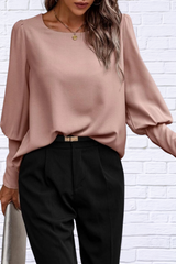 Round Neck Lantern Sleeve Blouse