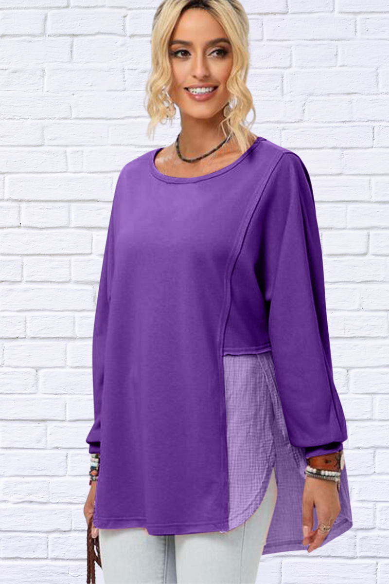 Florence Full Size Long Sleeve High-Low T-Shirt