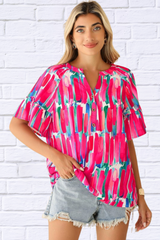 Jeanette Abstract Brushwork Print Blouse: Bold, Bright, and Beautiful