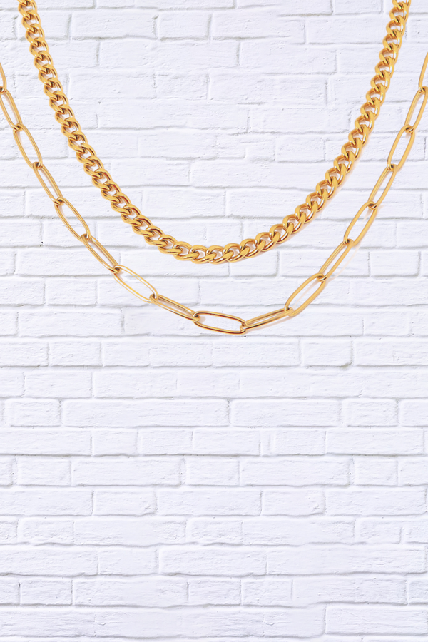 18K Gold Plated Layered Chain Necklace