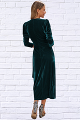 Surplice Puff Sleeve Midi Dress