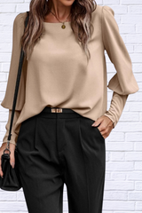 Round Neck Lantern Sleeve Blouse