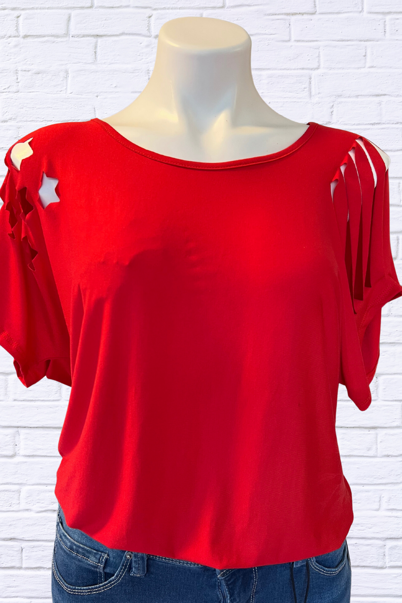 Red 4th July Laser Cut Top