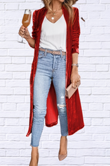 Velvet Woven Open Front Long Sleeve Coat