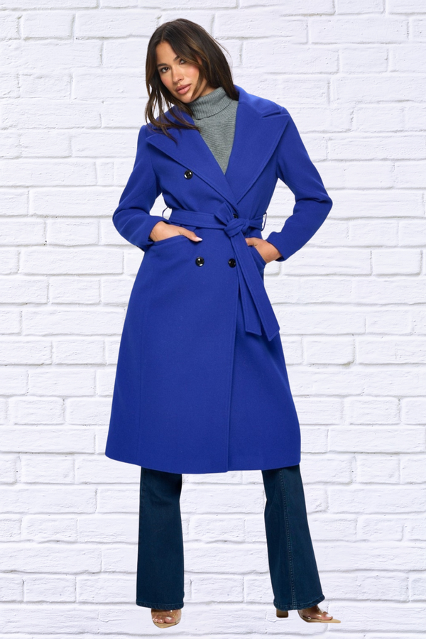 Double-Breasted Longline Coat with Belt