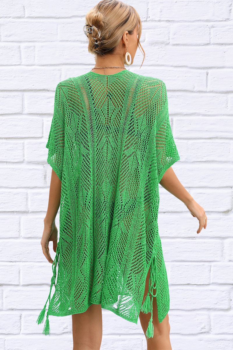 Mandy Openwork Lace Up Side Knit Cover Up