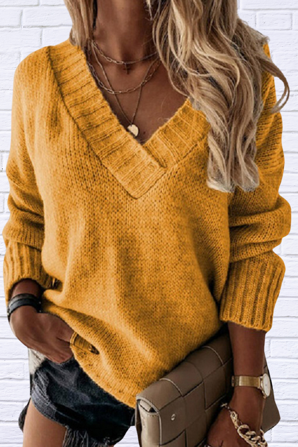 Ruby V-Neck Long Sleeve Knit Top