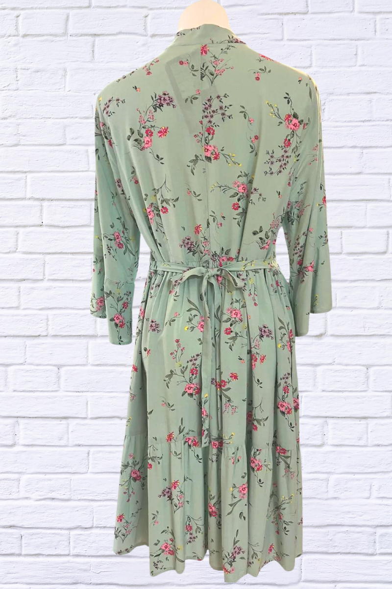 BabyDoll Dress - Pale Green and Pink Floral